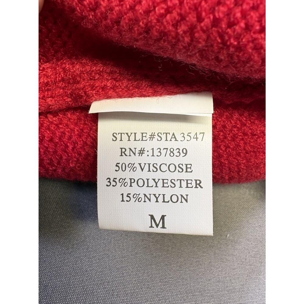 Luna Ivy Red Swan Knit Crop 'ish' Sweater Scalloped Trim Women Size Medium - Picture 7 of 8
